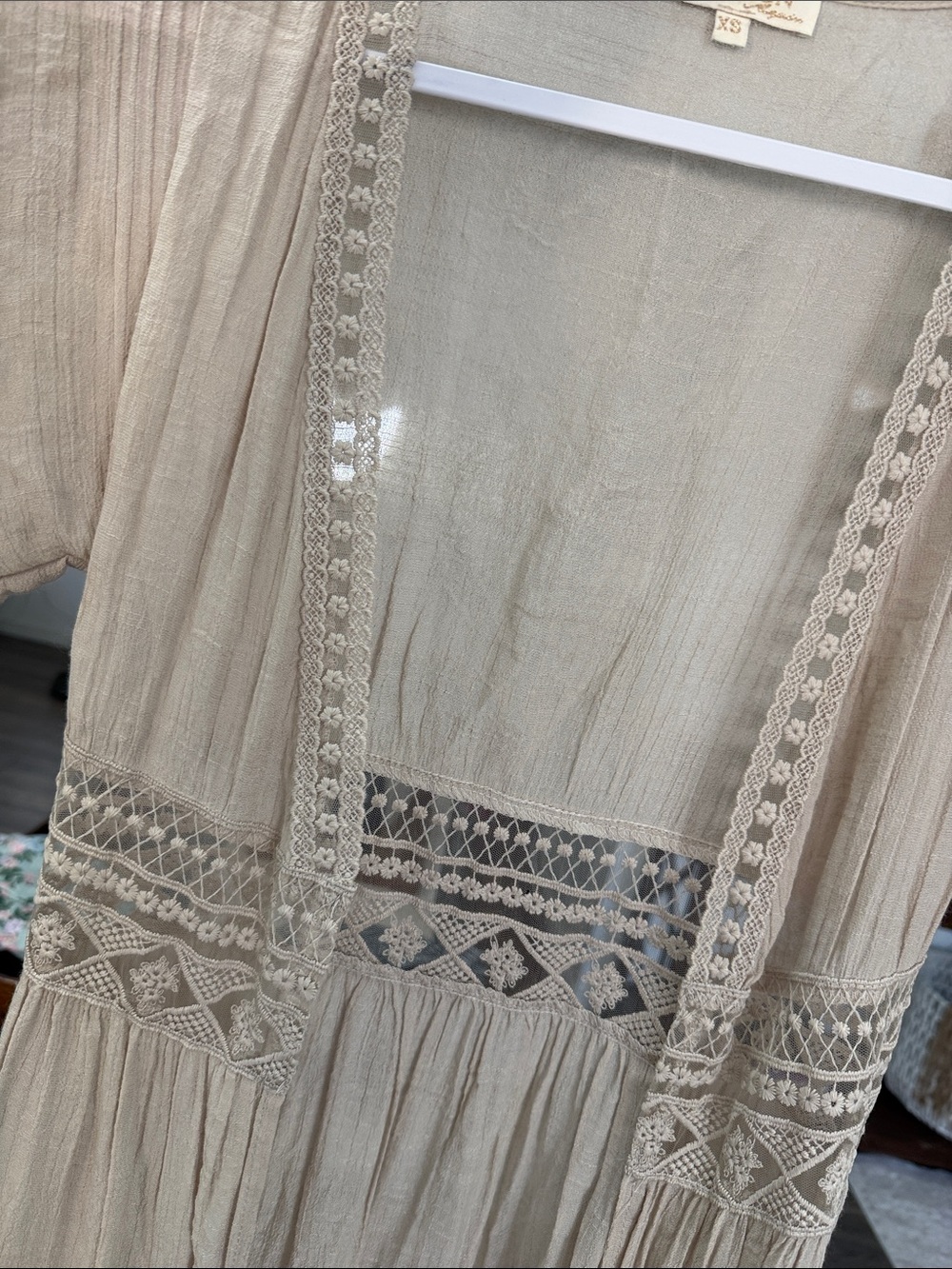 Rebellion beige Embroidered Maxi cover-up Dress